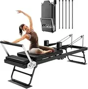 Eeeza Foldable Steel Frame Pilates Reformer Latex Hose Drawstring Exercise and Fitness Equipment Pilates Exercise Equipment for Home or Studio