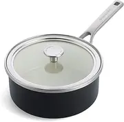 [KitchenAid] Steel Core Enamel 20 cm/2.4 Litre Saucepan with Lid, German Engineered Enamel, Induction, Oven Safe, Matte Black