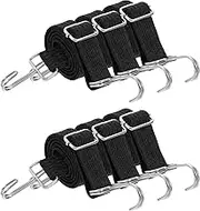 uxcell 6Pcs Adjustable Bungee Cords with Hooks, 39 Inch Flat Heavy Duty Elasticity Straps Rubber Bungee Cords with Buckle for Outdoor, Camping, Tarp, Bike Rack, Luggage, Black