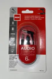 RCA Audio 3.5 mm MP3,MP4 Coiled Cable 6 ft/1.8 m W/Built In Mic AH208CMICR GG