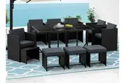 ALFORDSON Outdoor Dining Set 11 PCS Table Chairs Patio Lounge Wicker Furniture