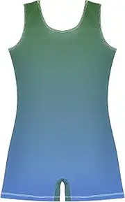 [GAIGEO] Toddler Gymnastics Leotards for Girl Unitards Clothes Ballet Dance Shorts Cactus Green Salvia Blue Gradient 2-3t