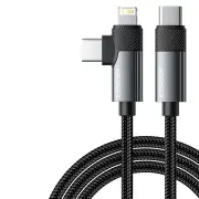 ESSAGER ES-X59 65W Type-C to Type-C+iP Cable PD Fast Charging Data Transmission Copper Core Line 1M/2M Long for iPhone 1