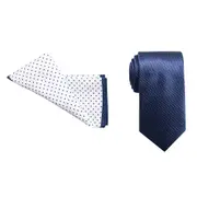 2pc Jeff Banks Men's Ivy League Formal Suit Tie And Pocket Square Set Navy