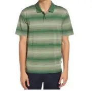 Ted Baker Polo Shirt Men's 6 (2XL) Green Short Sleeve Textured Stripe NWT