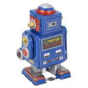(Blue)Wind Up Robot Toy Hand Made Decorative Vintage Clockwork Robot Toy DP