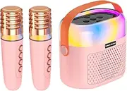 Gacqpli Small Karaoke Machine - 1200mAh Small Singing Device Karaoke - Family Karaoke Set, Home Karaoke System, Karaoke Speaker with Dazzling Lights for Adults/Kids