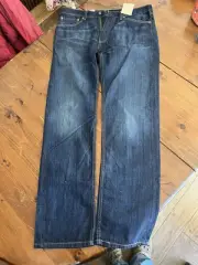 Vtg Levi's 505 Mens Cotton Denim Dark Wash Blue Straight Leg Jeans Size 36x34