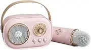 xioaue Mini Wireless Bluetooth Audio Home Singing Karaoke Integrated Microphone Speaker Stereo Home KTV Set Pink