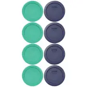 Four Pyrex 7202-PC 4" Blue 1 Cup & Four 7202-PC Green 1 Cup Lids 4PK New