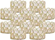 VINCIGANT Pack of 12 Gold Crystal Tea Light Candle Holders for Wedding Home Table Centerpiece Decoration, Gifts Boxed (Candle Excluded)