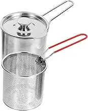SHOWERORO 1 Set Stainless Steel Fryer Pot with Frying Basket Portable Nonstick Deep Frying Pan for Cooking Delicious Food Safe Handle Design for Home Use
