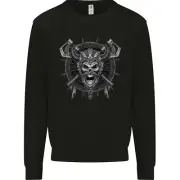 Viking Skull with Swords & Shield Valhalla Kids Sweatshirt Jumper