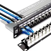 Patch Panel 24 Port Cat6A with Inline Keystone, Coupler Patch Panel STP Shielded