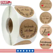 500pcs Kraft Paper Stickers Vintage Thank You Labels Handmade With Love