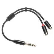 1/4mm to RCA Cable, 1ft TS Male to RCA Male Stereo Audio Cable RCA Y Splitter