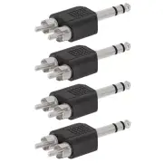4 Pcs 6.35mm 1/4" Stereo Male to 2 RCA Male Audio Adapter Connector Converter
