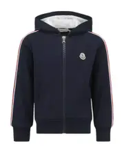 Moncler Enfant Tricolour Trim Zip-Up Hoodie 8Y,14Y,12Y midnight blue