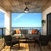 ELEGANT AC 4 Wood Blades Ceiling Fan with Remote Control and 3 Colors LED Light