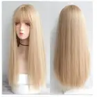 Light blonde Long Straight Cosplay Wig With Fringe Heat Resistant Hair