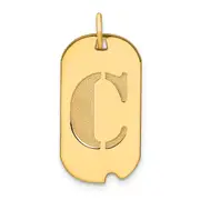 14k Yellow Gold Polished Letter C Initial Dog Tag Pendant