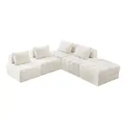 Oikiture 5 Seater Boucle Modular Sofa & Ottoman Set