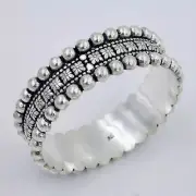 Vintage Indian Slip On Kada Bangle Bracelet in Sterling Silver