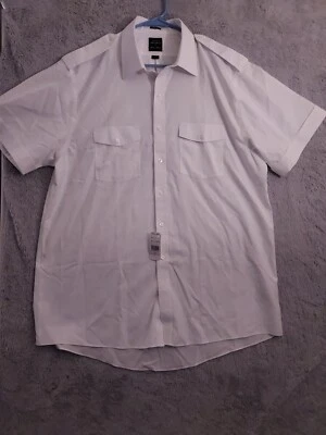 NEW Brooks Brother Shirt Mens 17.5 Net Jets Aviator Pilot Epaulet 100% Cotton s