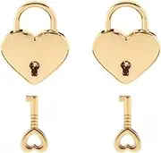 Warmtree Small Metal Heart Shaped Padlock Mini Lock with Key for Jewelry Box Storage Box Diary BookPack of 2Gold