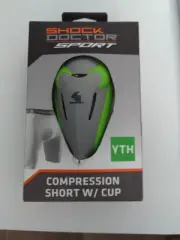 New Youth-Sized Sport Compression Short with Protective Cup, Shock Doctor White