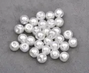 White Imitation Pearl Sewing Buttons Rhinestone Round Plastic Crafts Bags Button
