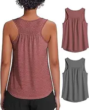[SHEKINI] Women's Workout Tank Tops Athletic Racerback Sports Tank Tops Casual Yoga Gym Running Fit Sleeveless Tops Plus Size