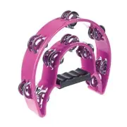 Half Moon Musical Tambourine Double Row Metal Jingles Hand Held Percussion