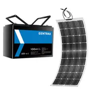 Gentrax 12V 100Ah Lithium Battery + 12V 250W Flexible Solar Panel