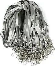 Beebel Grey Lanyard Bulk Lanyards for Id Badges Flat Lanyard with Badge Clip Swivel Hook 100 Pack, (BB2023021051)