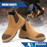 RockRooster Safety Work Boots Leather Elastic Sided Bobcat Oiled Kip AU=UK SIZE
