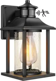 Exterior Outdoor Wall Lantern with Motion Sensor, Waterproof Dusk to Dawn Porch