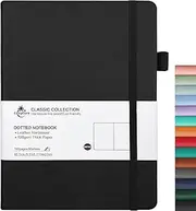 COZY CORE Dotted Journal Notebook, 80 Sheets/ 160 Pages, 215mm x 150mm Medium Size, 100 GSM Thick Paper, Hardcover, Black - Perfect for Bullet Journaling, Sketching & Note-Taking (Black)
