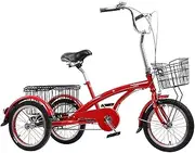 3 Wheels Tricycle Adult 16 Inch 3 Wheel Bike Three Wheel Bikes for Adults Seniors Women Men Beginner Trike Tricycle with Shopping Basket Rear Brake Exercise Cruiser Bike Cycling