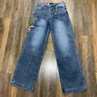 Ed Hardy Women's Brave Hearts Stay True Eagle Wide Leg Jeans Med Vintage Wash 28