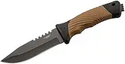 Herbertz Belt knife, AISI 420 steel, black coated, plastic/rubber handle, plastic quiver sheath with clip, robust outdoor knife & hunting knife, survival knife with fixed blade