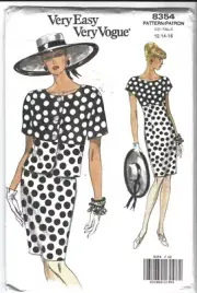 Vogue Sewing Pattern 8354, Jacket and Dress, Size 12 - 16 Uncut
