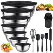 Mixing Bowls with Lids set - 26 PCS Stainless Steel Nesting Black Mixing Bowl...