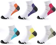 6 Pairs Compression Socks,Sports Plantar Fasciitis Arch Support Running Gym Compression Foot Socks for Men and Women