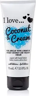 I Love Coconut & Cream Hand Lotion, Helps to Soothe Skin & Relieves Dry Hands, Made With 87% Naturally Derived Ingredients For Soft & Scented Hands, Travel-Size Providing On-The-Go Moisture, Vegan-Friendly - 75ml