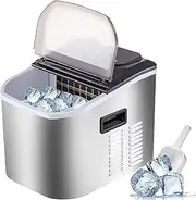 Electric ice Maker and Compact Potable ice Maker Ice Maker Machine Countertop, 9 Cubes Ready in 8 Mins, 18KG in 24 Hours, with Ice Scoop and Basket, Perfect for Home/Kitchen/Office