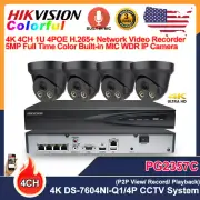 Hikvision 4K 4ch 4PoE Full Time Color Security CCTV System 5MP MIC IP Camera Lot