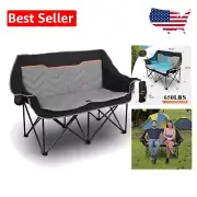 Luxurious Double Folding Camping Chair with Armrests & Storage Solutions