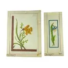 Needlepoint Canvas Hand-painted Florals Set of 2 Blue Yellow Green