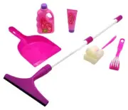 Little Helper Pretend Play Toy Set with dust pan, Mock soap Bottle, mop, Brusher